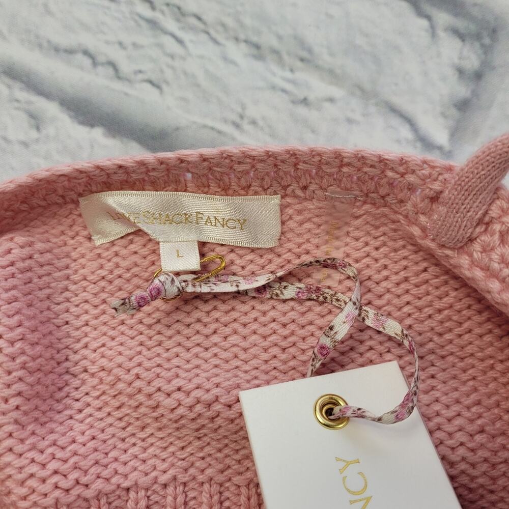 NWT LoveShackFancy Lago Little Bow Pink Wool-blend Crop Sweater size Large - Picture 8 of 16